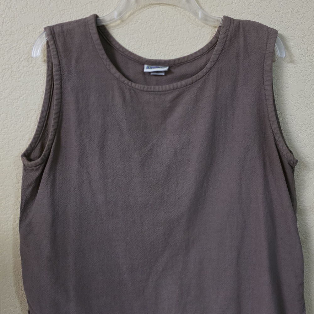 Hand Made Women’s Scoop Neck Tank Top With Long Sleeve  - Brown